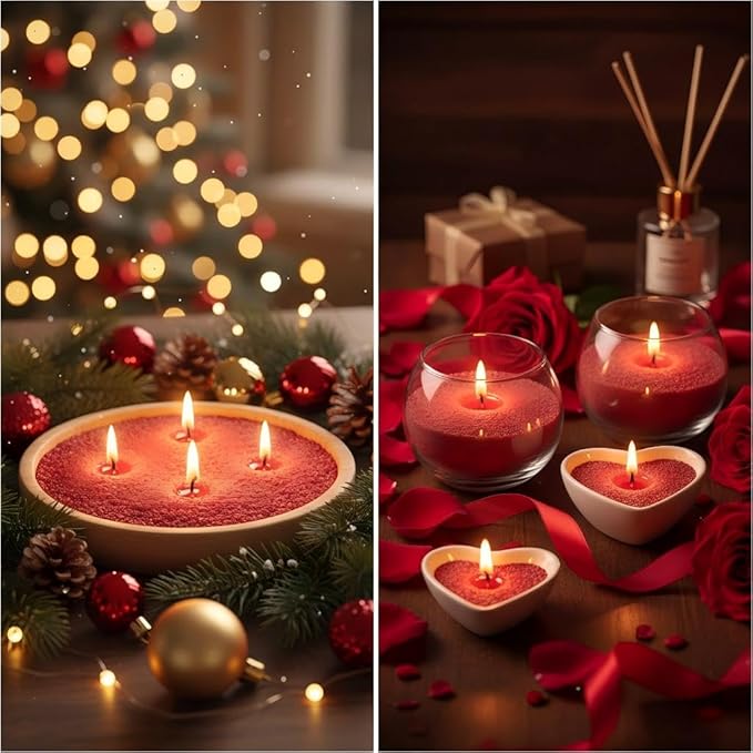 Monivi Scented Candle Sand with Wicks 3.53oz Dark Red Sand Candles with Wicks Pearled Candle Wax Beads Mothers Day Gift 16 Burn Hours Refillable Candle Wax for Candle Making(Scented Rose)
