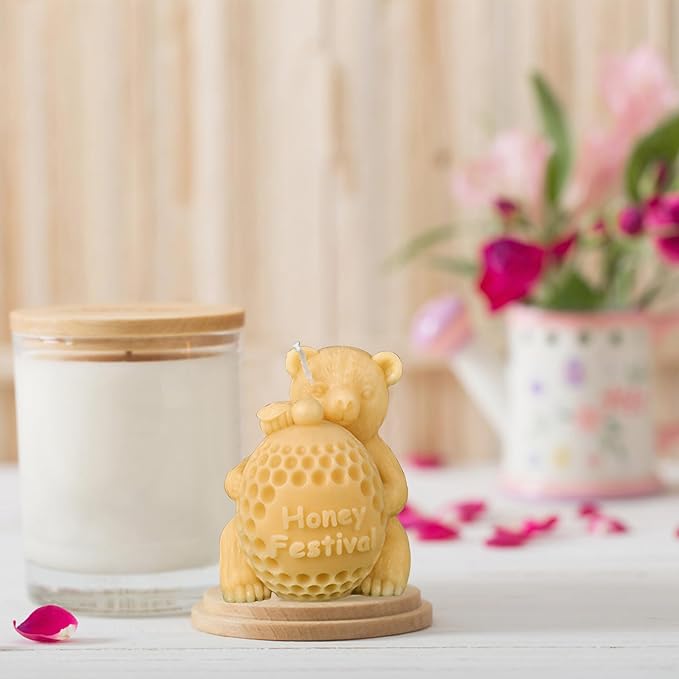 Bear Honeycomb Candle Mold for DIY Candle Making Resin Casting Plaster Polymer Clay– Perfect for Honey Festival and Gifts