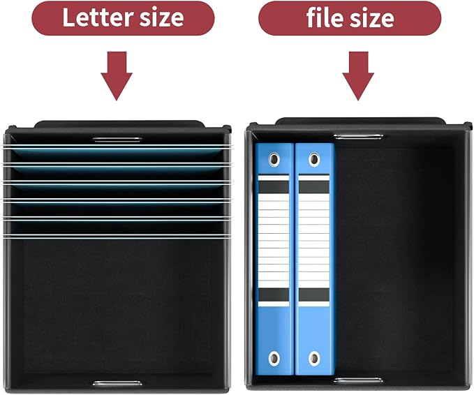 Huolewa File Organizer Box with Lid, Collapsible File Folder Organizer for Office Document Storage, Filing Box with Plastic Slide for Letter Size Hanging File Folders(1 Pack, Dark Red)