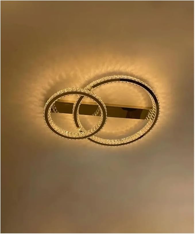 Modern Chandelier, LED Ceiling Hanging Lamps Modern Crystal Gold Round Living Dining Table Room Bedroom Kitchen Home Decor Pendant Chandelier Light(D60CM 80CM-A,Oro)