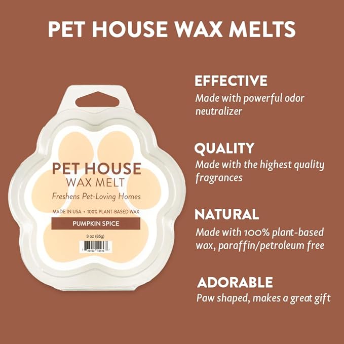 One Fur All Pet House Scented Wax Melts for Warmer - Long-Lasting Pet Friendly Plant Based Soy Wax Melts - Pumpkin Spice Pack of 4