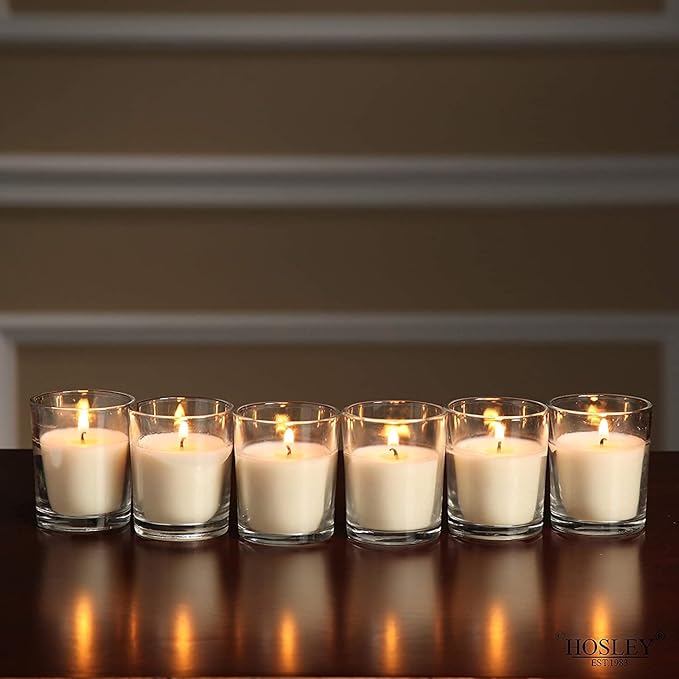 Hosley Unscented Votive Candles, Clean-Burning with 10-12 Hour Burn time Ideal for Weddings, Parties, Aromatherapy, (Ivory, 240)