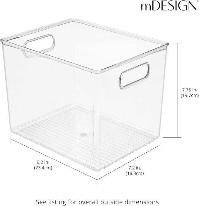 mDesign Plastic Storage Closet Organizer Bin, Container Bin for Entryway, Hallway, Linen, and Coat Closet - Organization for Clothing, Blankets, Toys, and Accessories, Ligne Collection, 4 Pack, Clear