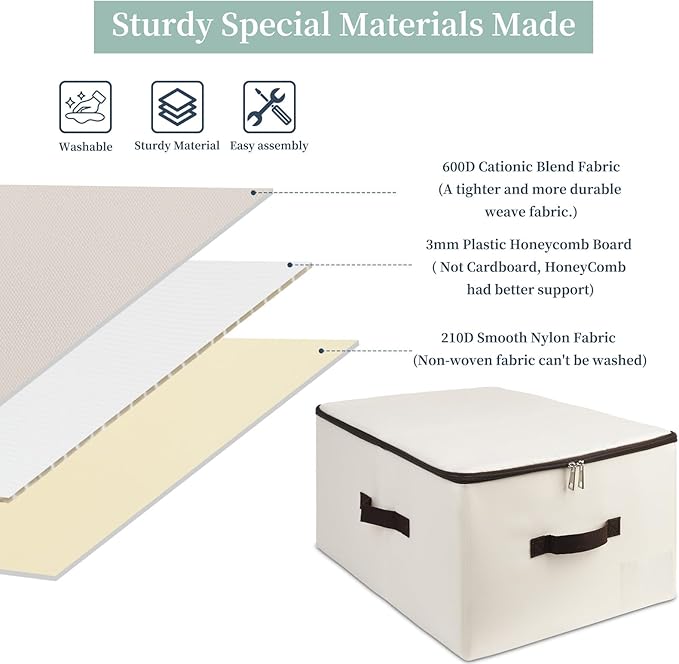 iwill CREATE PRO Pack of 3, Breathable Clothing Storage Bins with Lid, Rigid Storage Containers for Sweaters, Toys, Dolls,Blankets, Duvets, Coats, Jeans, Files in Bedroom, Office