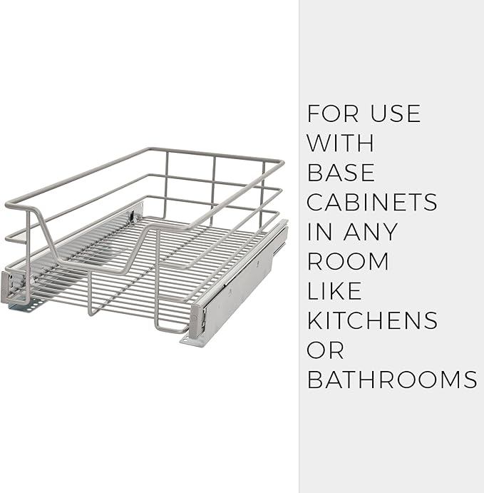ClosetMaid 32101 Premium 11.5-Inch Wide Kitchen Single Tier Cabinet Pull Out Basket, Platinum