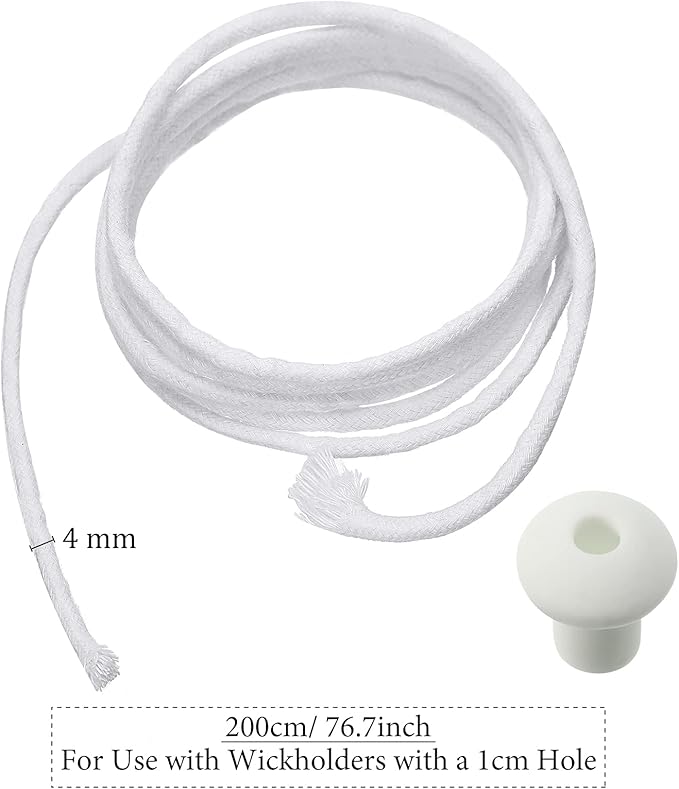 BBTO 6.56 Feet Candle Oil Lamp Wicks Replacement Braided Round Wick for Oil Lamps, DIY Handmade Candle Lantern Making Supplies for Winter Easter Birthday Party(4 mm/ 0.16 inch)