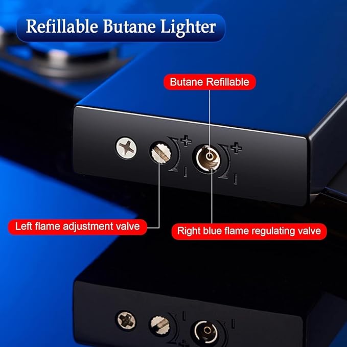 Lighter with Two Flames, Switchable Torch Lighter and Soft Flame Lighter,Creative Boyfriend Gift Personality(Black) Do not Carry butane-1pc
