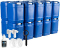 5-Gallon Stackable Water Storage Containers with Lids, Emergency Water Storage Kit Including Spigots and Water Preserver Bottles, 100 Gallons