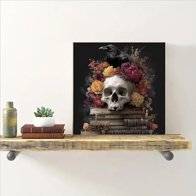Diamond Art Kits for Adults Skeleton Diamond Painting Kit Flower, DIY Crafts for Adults 5D Full Square Drill Gem Art Embroidery Painting Kit for Home Wall Decor, Birthday Girl 31.5x31.5inch 3-0340