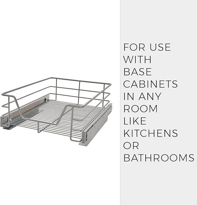 ClosetMaid 32100 Premium 14.5-Inch Wide Kitchen Single Tier Cabinet Pull Out Basket, Platinum
