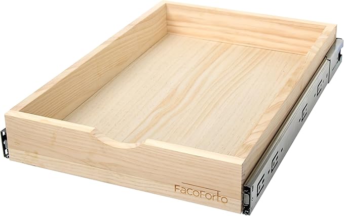 Kitchen Cabinet Organizer, Fully Assembled Drawer Wood Pull Out Tray Drawer Box Cabinet Slide Out Shelve, Wooden Pull-Out Shelf (W18''×D21''×H3'')