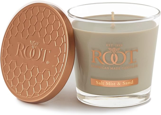 Root Candles Scented Candles Honeycomb Beeswax Blend Premium Handcrafted Candle, Small Veriglass, Salt Mist & Sand