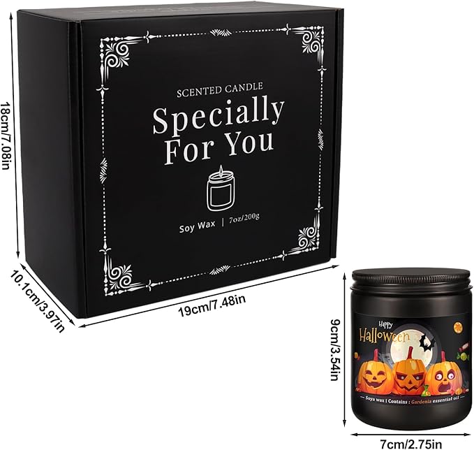 Halloween Scented Candles Set of 4 (7oz Each) – Spooky Aromatherapy Soy Wax Candles with Bat & Ghost Designs, Smokeless for All Saints' Day, Home Decor & Festive Gifts