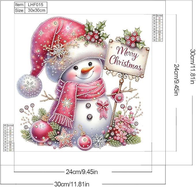 Pink Snowman 5D Special Shape Diamond Art Kits for Beginners, Christmas Winter Theme Diamonds Painting Kits for Adults,DIY Crystal Rhinestones Diamond Paintings for Home Wall Decor 12×12Inch