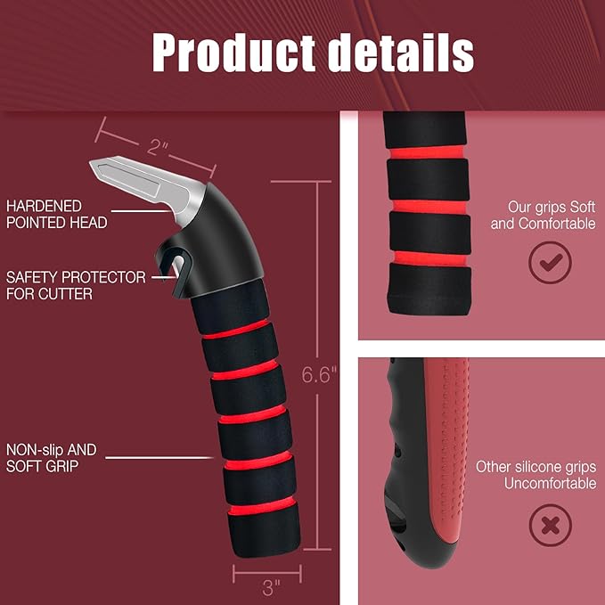 KOUNATSURI Car Door Handle for Elderly Car Assist Support Handle Multifunction Car Door Latch Bar for Seniors and Handicapped(Red)