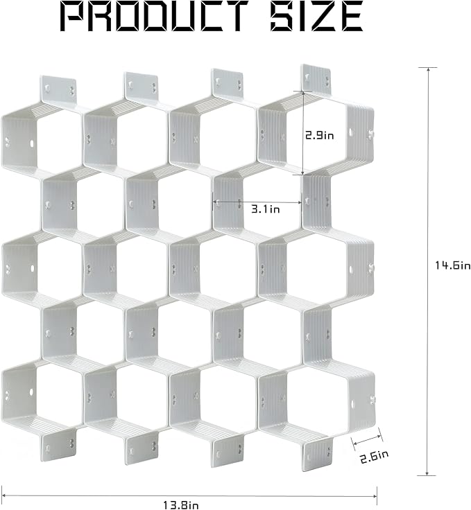 Honeycomb Separator Adjustable Drawer Organizer Divider for Underwear Belt-Scarf Socks Organizer (Grey)