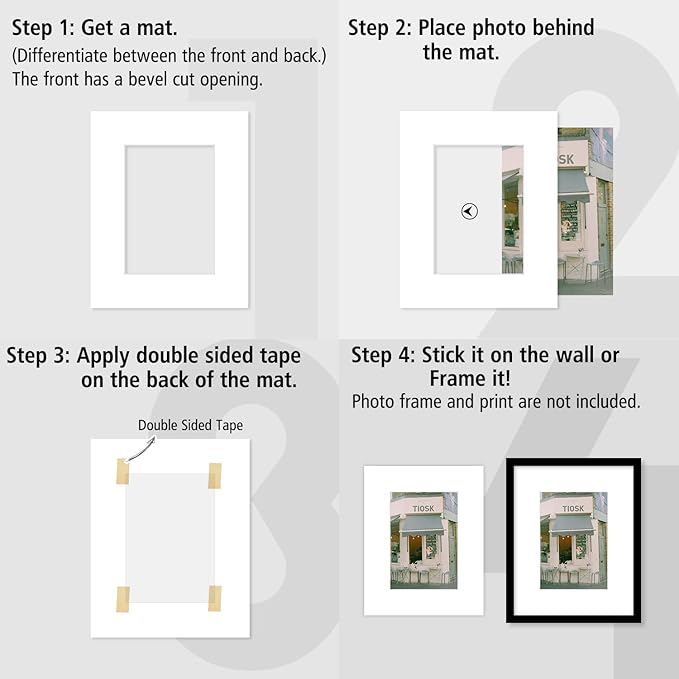 Golden State Art Pack of 10, Acid-Free White Pre-Cut 8x10 Picture Mat for 5x7 Photo with White Core Bevel Cut Frame Mattes