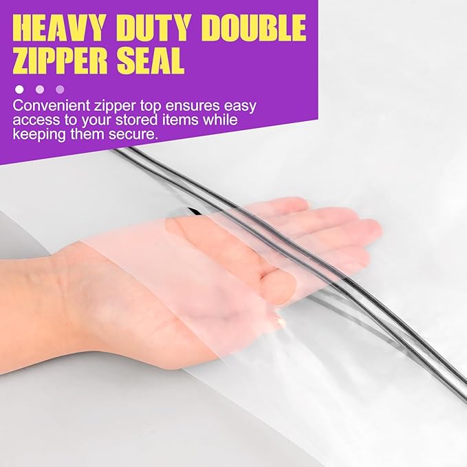 FURWEY 25 Gallon Extra Large Storage Bags 35”x 24”Resealable Clear Bags with Handle 4 Mil Thick Heavy Duty Big Bag for Clothes Pillow Travel Moving,Bedding,Shoes and Toys Storage, Pack of 6