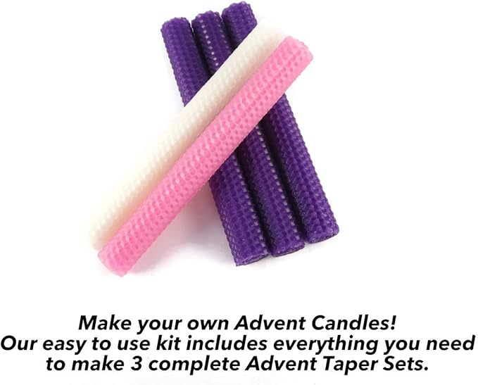 Make Your Own Beeswax Advent Taper Candle Kit - Makes 3 Complete Advent Taper Sets - DIY - Do It Yourself!