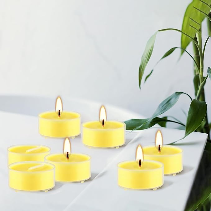 3.5-Hour 50Pack Citronella Tealight Candles, Outdoor and Indoor Summer Scented Candle,Natural Soy Wax Candle for Home Patio Garden Yard Balcony,BBQ Birthday Emergency