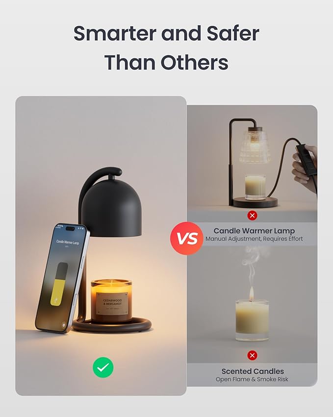 SwitchBot Smart Candle Warmer Lamp with Timer & Voice Control (Dark Black)