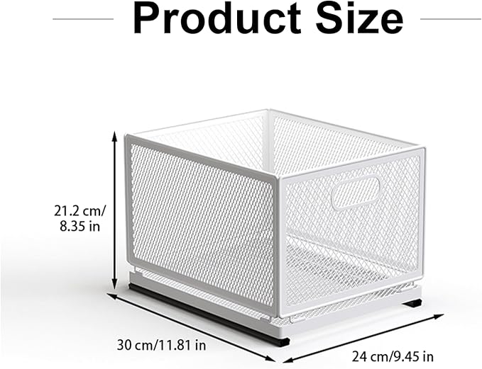 Pull Out Cabinet Organizer, Slide Out Drawers Fixed with Adhesive Nano Film, Pantry Shelves Sliding Drawer Storage Organization for Kitchen/Bathroom/Bedroom (11.8*9.4*8.3inch/30*24*21.2cm)