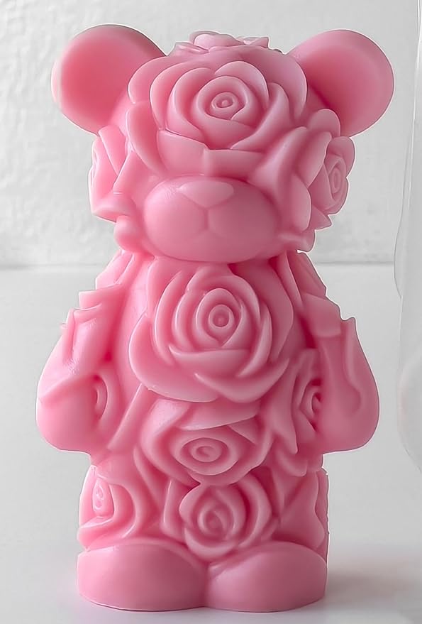 Rose Bear Heart Cylinder Candle & Resin Mold - Resin Casting Silicone Molds for Home Decor & Candle Making Wave Spiral Mold
