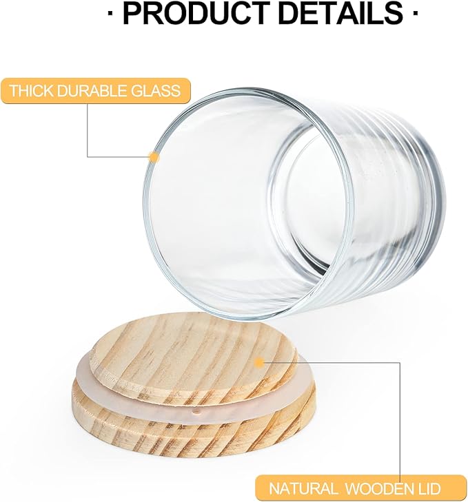 SHOWIN Thick Candle Jars for Making Candles 12 Pcs, 7 OZ Empty Jars with Wood Lids for Candle Making, Sample Container, Matte White