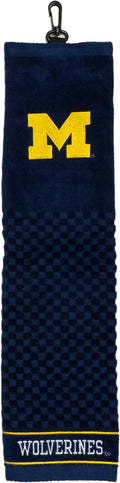 Team Golf NCAA Michigan Wolverines Embroidered Golf Towel Embroidered Golf Towel, Checkered Scrubber Design, Embroidered Logo