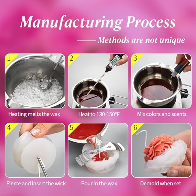 2Pcs Peony Silicone Candle Flower Wax Mold Silicone for Candles Resin Making Molds Moldes De Silicona para Hacer Velas Artesanales De Silicona,for Making Mothers Day Gifts for Mom Daughter