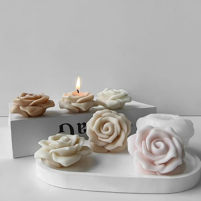 2 Pack Flower Candle Resin Mold - Resin Casting Silicone Molds for Home Decor & Candle Making Wave Spiral Mold