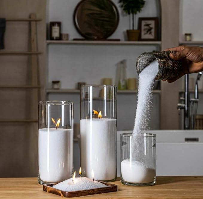 CLTNIKET 10LB Natural Pearled Candle Making Kit with 100 Cotton Wicks, Reusable and Refillable Pearled Candles for DIY Sand Candle Making