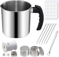 Yiodauh Candle Making Kit Complete Candle Making Kit Stainless Steel Pouring Jar Wicks Stickers and Holders for DIY Crafts and Gifts(900ml kit)