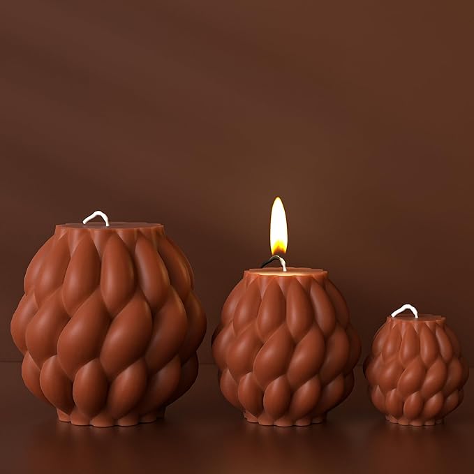 3 Pack Spiral Ball Cylinder Soap & Candle Mold - Silicone 3D Molds for Candy & Home Decor - Resin Casting & Making Molds