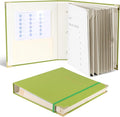3-Ring Folder Organize Sturdy Hardboard Important Document Organizer with Expanding Pockets for Home, School, Office Use (Green)