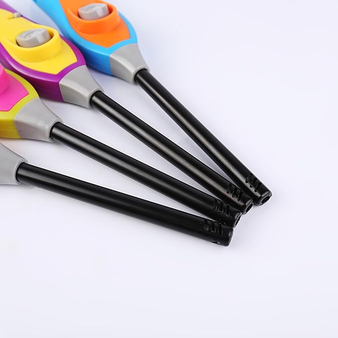 4 Pack Candle Lighters Multipurpose Extended Long Butane Lighter Wand Refillable for Kitchen Fireplace Pilot Light DIY BBQ Grill Stove