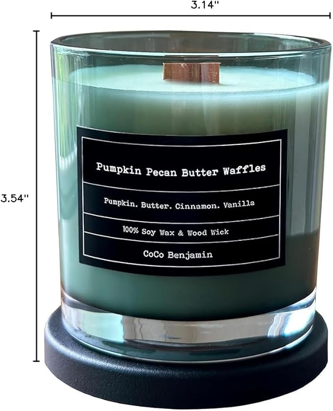 100% Soy, Highly Scented, Hand Poured Soy Candle (Pumpkin Pecan Butter Waffles (Wooden Wick))