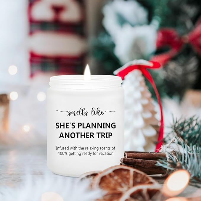 Travel Gifts for Women, Men - Travelers, Tourist Unique Great Gifts - Best Christmas Creative Vacation Trip Gift for The International Traveler People Who Travel - Lavender Scented Candle