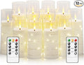 Sasigeiaa Flameless Candles with Embedded Star String - Battery Operated LED Candles, with Remote,12 White Flickering Candles for Christmas, Weddings, Home Decor & Party,(D 2.3"×H 5" 6" 7")
