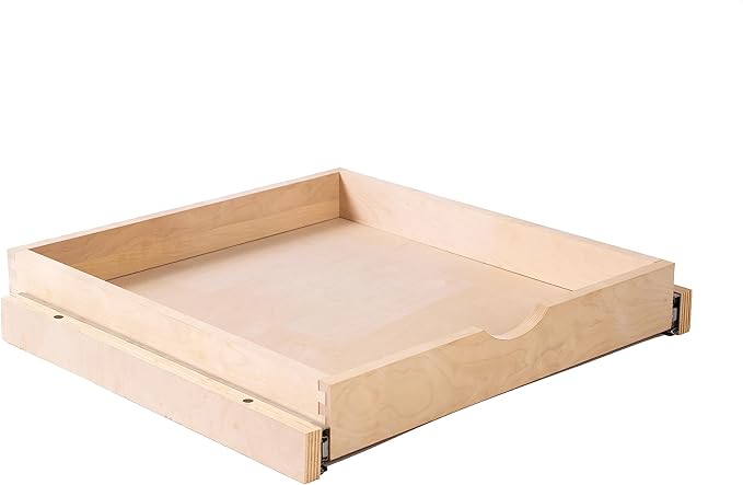Couver Pull Out Drawers For Cabinets, 25.5"W x 21.25"D X 4"H Soft Close Slide Out Wood Shelves Storage Organizer for Kitchen, Finished, Heavy-Duty, Bottom Assembly
