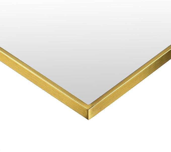 TEHOME Gold Bathroom Vanity Mirror with Squared Corners, 24x36'' Brushed Brass Rectangle Stainless Steel Metal Framed Mirror for Bathroom