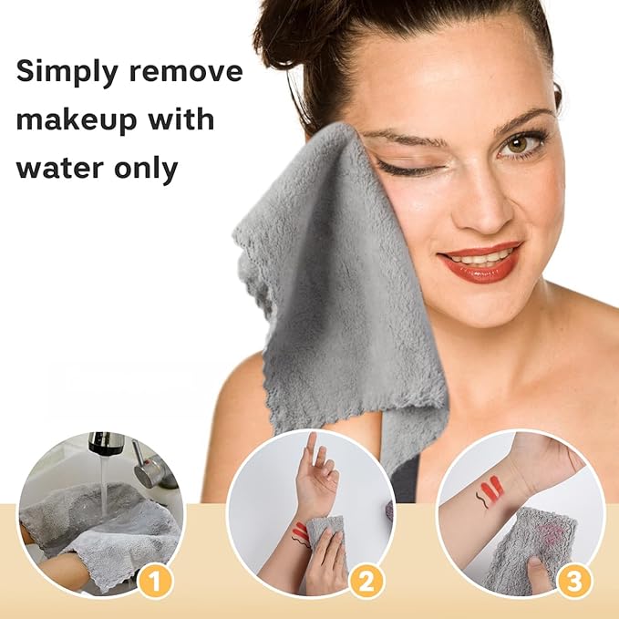 SUNLAND Microfiber Face Cloth Reusable Makeup Remover Facial Cleansing Towel Ultra Soft Face Washcloth 12inchx12inch 12 Pack Grey