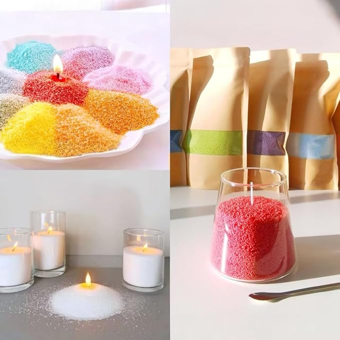 PHYMAT 3.5oz Pearled Candle, Candle Sand Wax with 50pcs Wicks, Refillable Sand Candle Wax Kit for DIY Candles Making, Handmade Candles