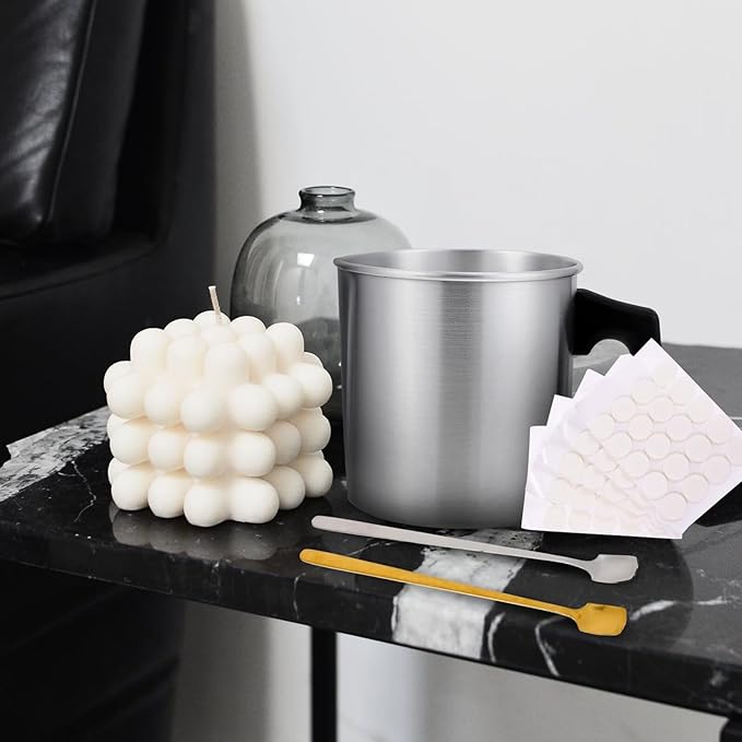 OATIPHO Stainless Steel Candle Melting Pot DIY Scented Candle Kit Wax Pouring Cup for Family Crafting and Wax Melting Random Color