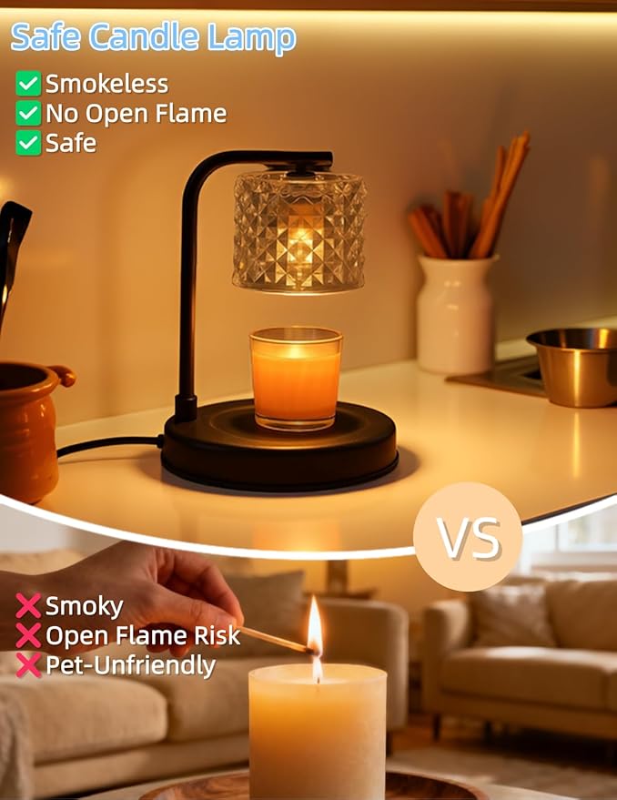 ZOOUS Candle Warmer Lamp with Timer Dimmer, 4 Brightness Wax Warmer for Jar Candles, Spring Home Decor, Easter Mother's Day,Birthday Gifts for Women Mom, House Warming, Includes 2 Bulbs