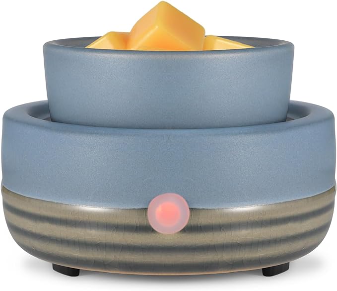 Ceramic Wax Melt Warmer,3-in-1 Electric Wax Warmer,Fragrance Wax Burner Candle Wax Warmer for Scented Wax and Home Decor, Thanksgiving Christmas Day Gifts for mom(Blue)