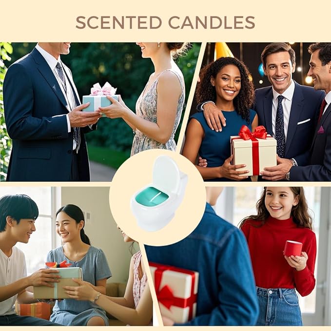 Toilet-Shaped Jars with Fresh Aromatic Scented Candles, Odor-Eliminating Candles with Long-Lasting Fragrance, Decorative and Scented Candles for the Home, Suitable for Men and Women (Green)