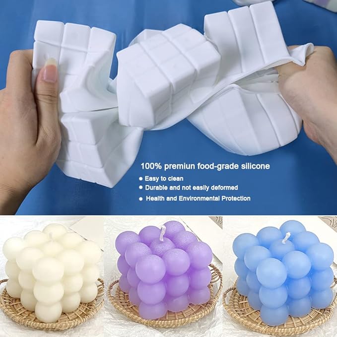 Candle Molds for Bubble Candle Making, 6 Cavity Bubble Candle Silicone Molds for Soap Making, Bubble Cake Mold for Soy Wax, Cake Baking Dessert Mousse, Homemade Ornaments DIY Craft