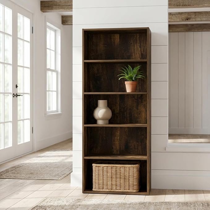Furnifact Amber Pine Bookcase with Modern Design, Sturdy Wood Construction, Sleek Finish, and Efficient Storage for Living Room or Office