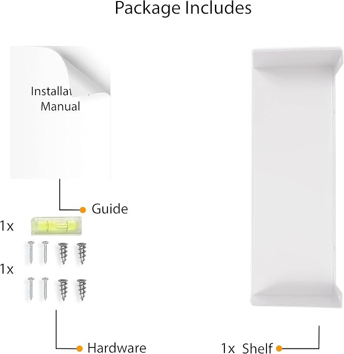 Wallniture Bali Sturdy Metal U Shape Bookshelf - Wall Mountable CD DVD Storage Multi-Purpose Display Rack in White